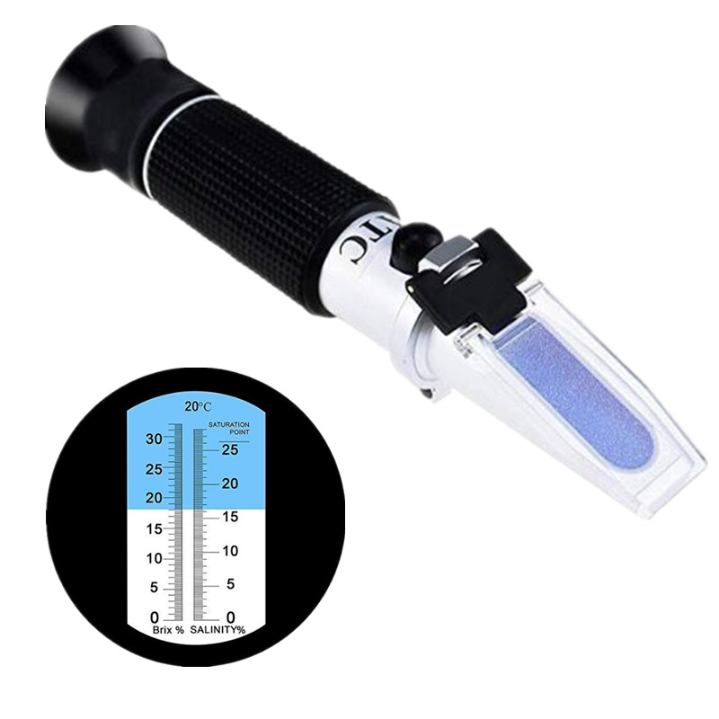 Refractometer Salinity - 0-32% Sugar 0-28% Salt Portable 2