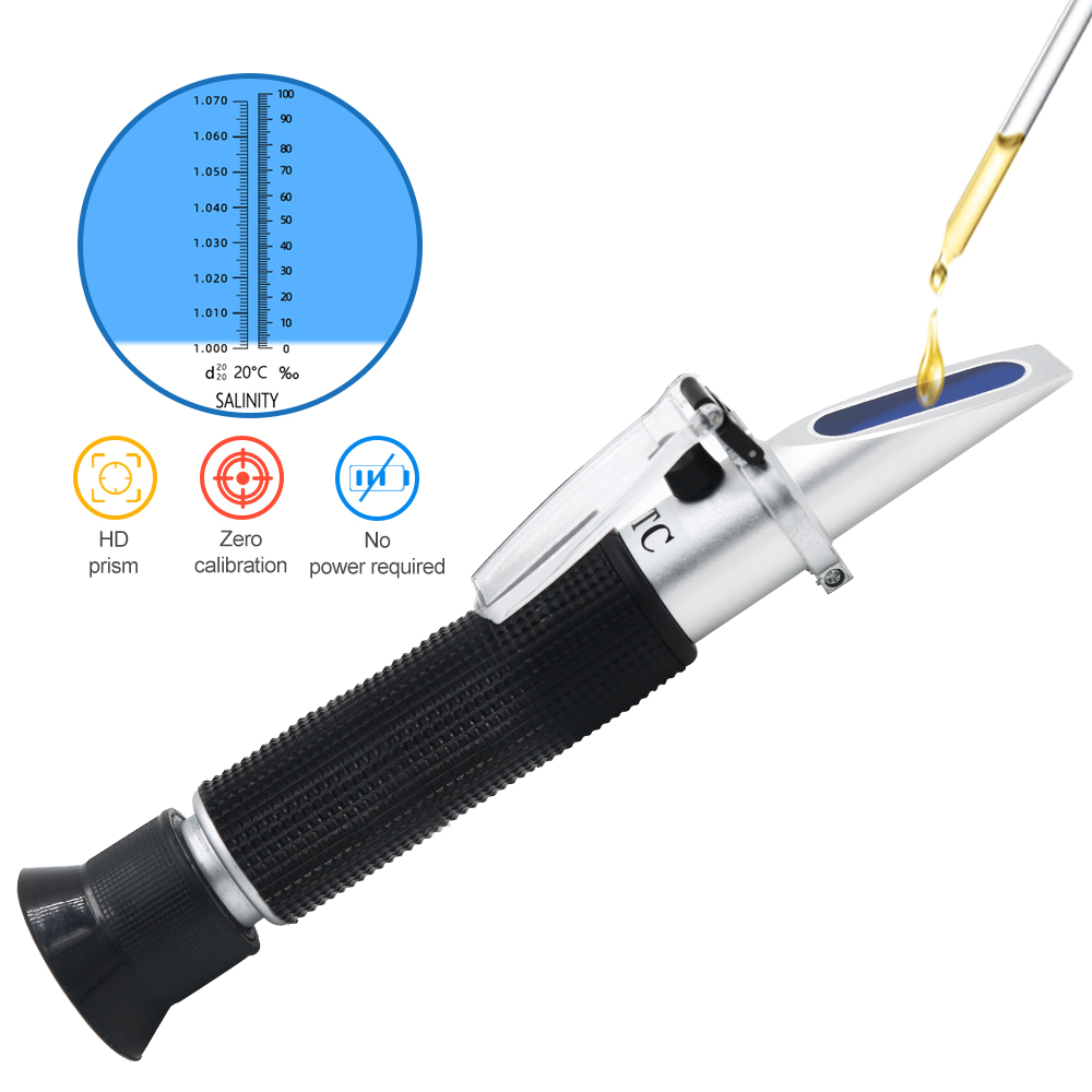 Refractometer Salinity - Handheld Salinity Refractometer 0-100% Salinometer 1.000-1.070SG
